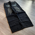 Embroidered Black Jeans